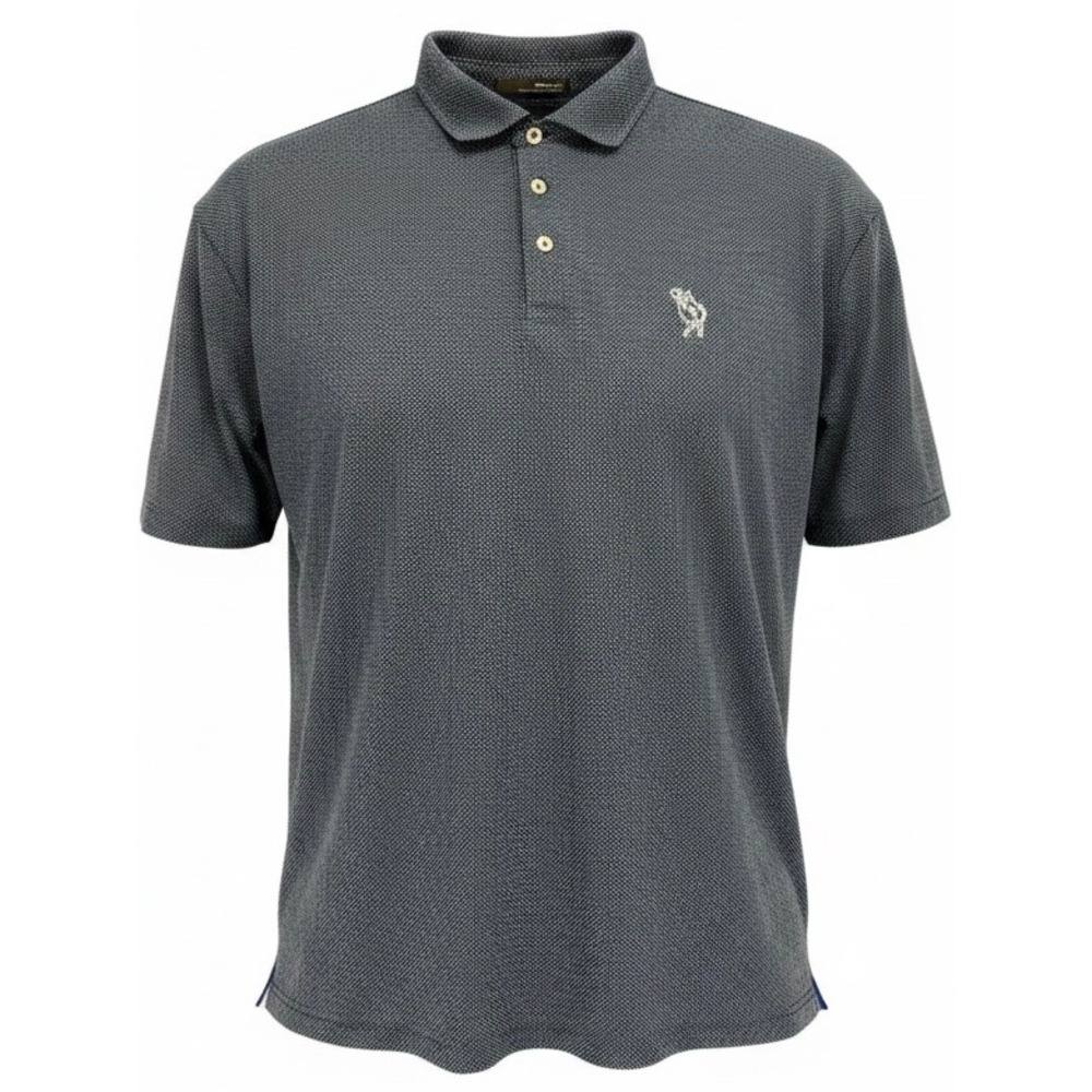 RLX Ralph Lauren Mens Large Navy Blue w/ White Polka Dots Golf Polo Shirt (G18)